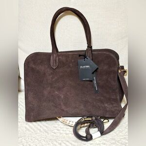 CLAUDIA FIRENZE Chocolate Brown Suede Satchel VHTF